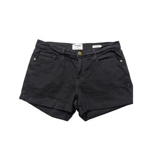 FRAME‎ Le Cutoff Denim Shorts Womens 28 Black Rolled Raw Hem